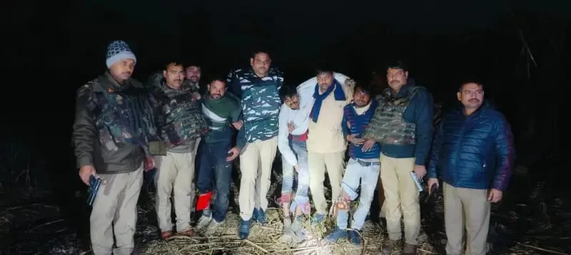 पुलिस की नाक की बंदी में गौ तस्कर से मुठभेड़ गौ वंश सहित तीन गौ तस्कर हुए गिरफ्तार