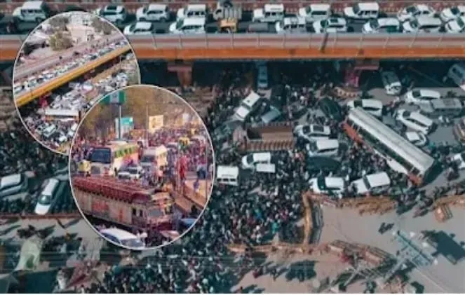  महा कुंभ संगम के सफर में महाजाम बना रोड़ा।  वाहन में फंसे कराह उठे स्नानार्थी।