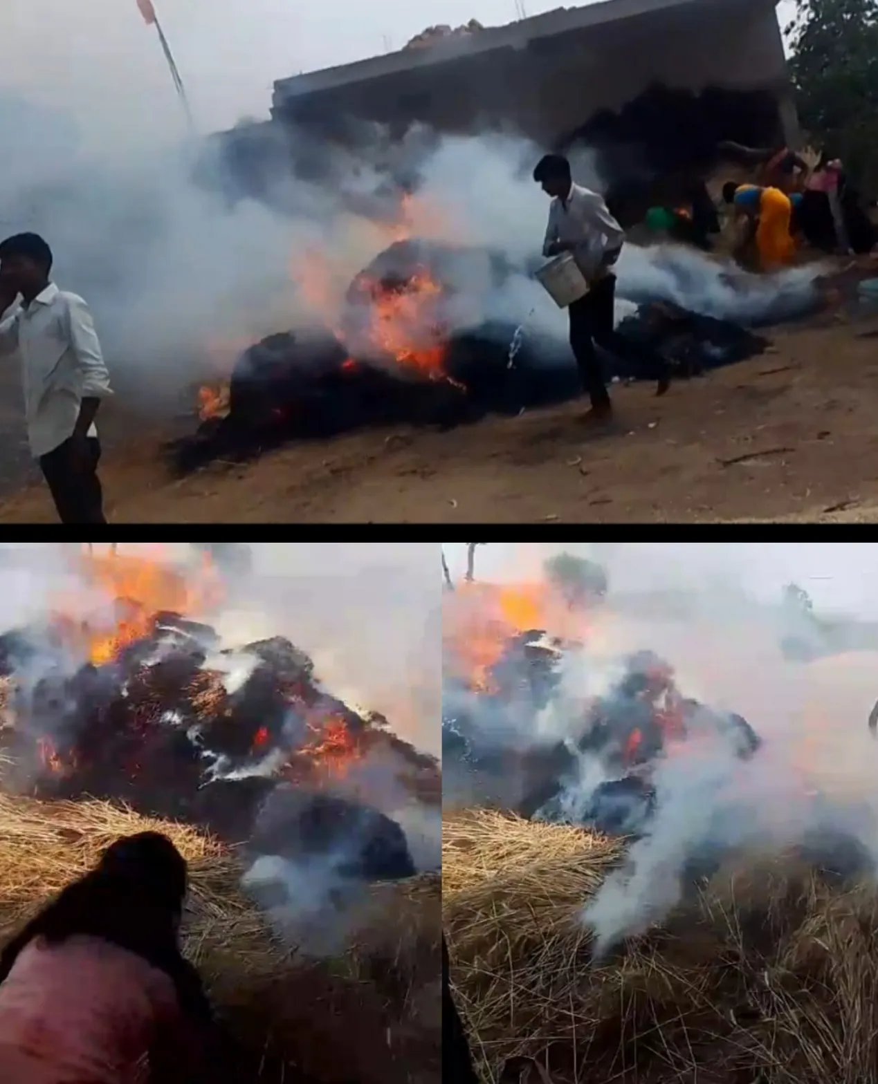 अज्ञात कारणों से फसल में लगी आग, जलकर हुआ खाक, पीड़ित किसान के पास पड़े खाने के लाले