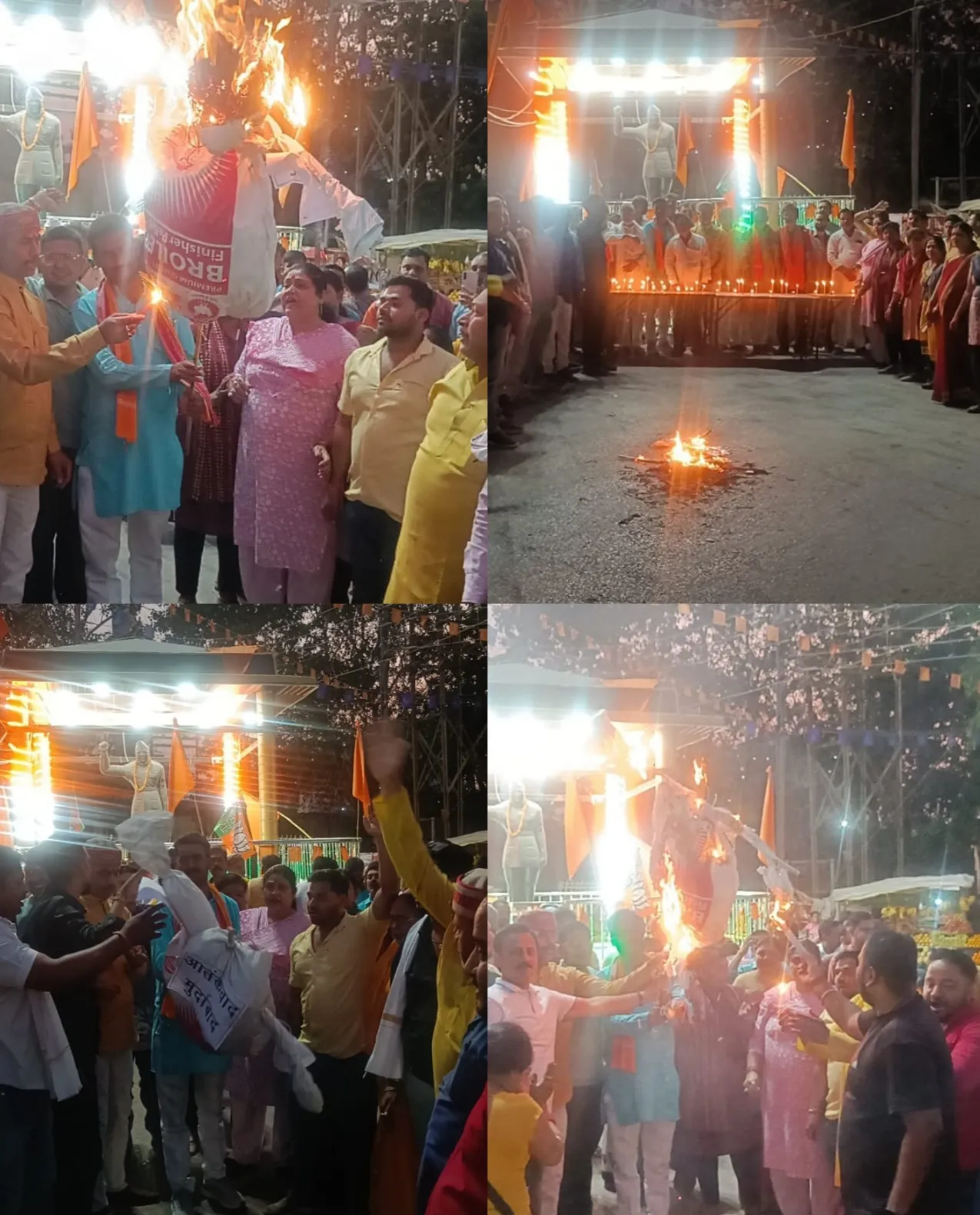 ओबरा में पहलगाम आतंकी हमले के खिलाफ भाजपा का आक्रोश, पाकिस्तान का पुतला फूंका