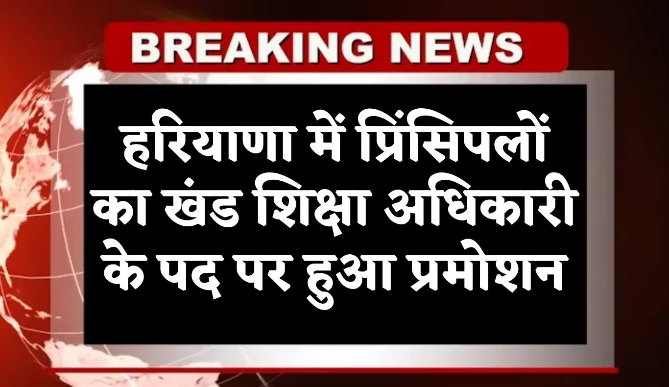 Haryana: हरियाणा में प्रिंसिपलों के लिए खुशखबरी, खंड शिक्षा अधिकारी के पद पर हुआ प्रमोशन, देखें लिस्ट 