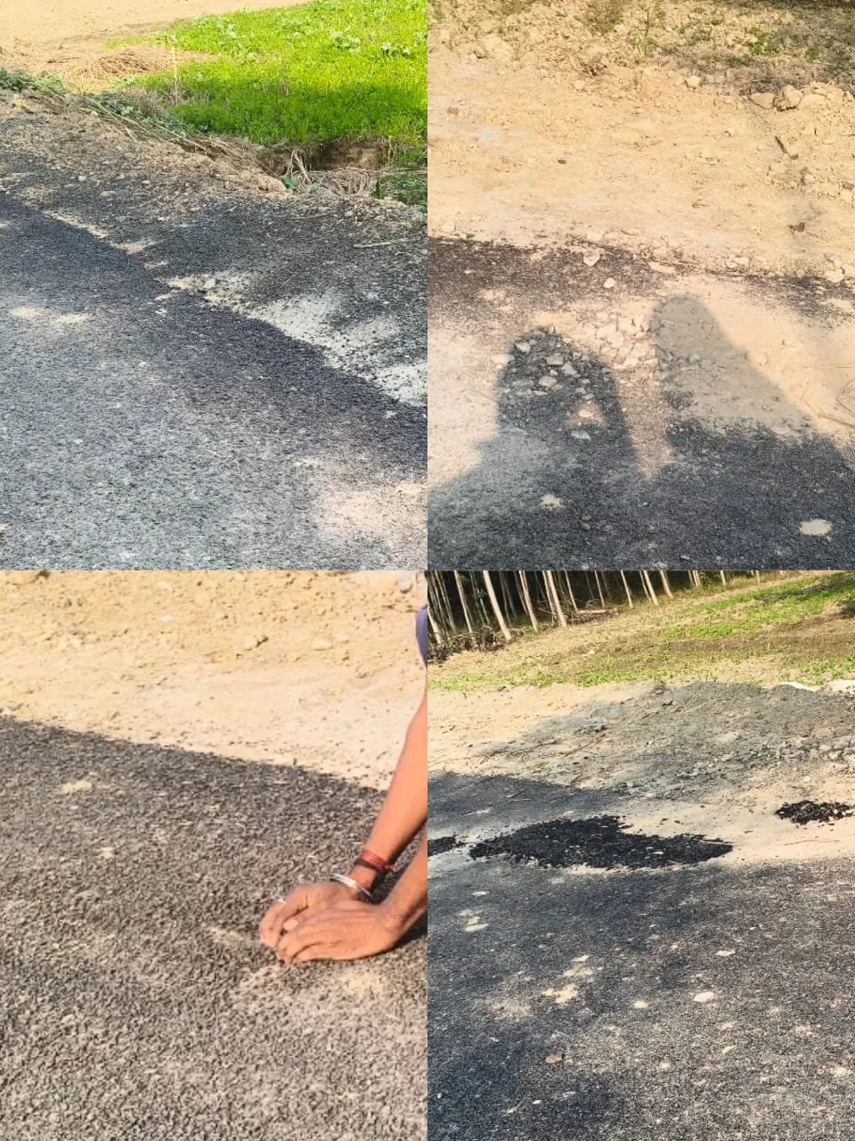 महेज 15 दिन में बनी रोड़ की उखड़ने लगी बजरी।