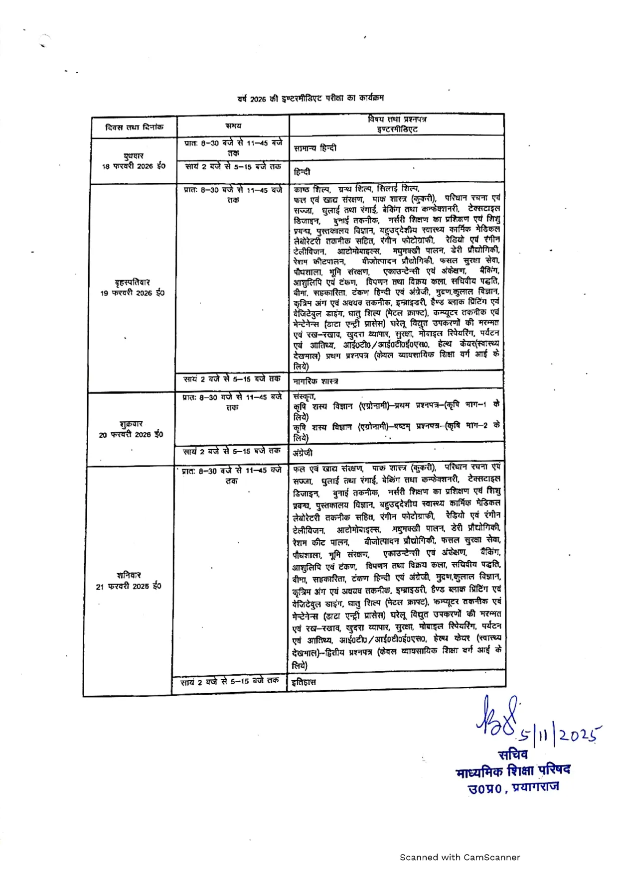 यूपी बोर्ड परीक्षा 2026 का कार्यक्रम जारी देखिये क्या है पूरा टाइम टेबल की लिस्ट 