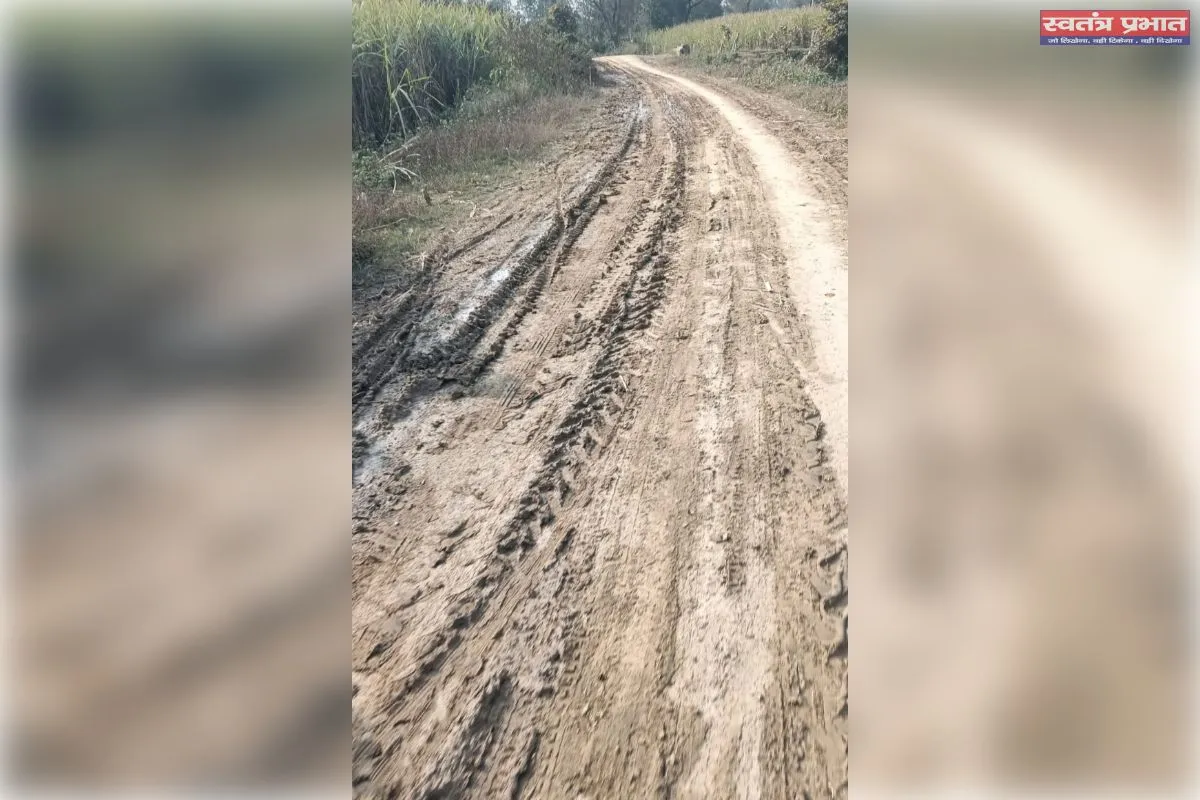 खनन माफियाओं द्वारा सड़क पर गिराई गई मिट्टी से सड़कों पर निकलना हुआ दूबर 