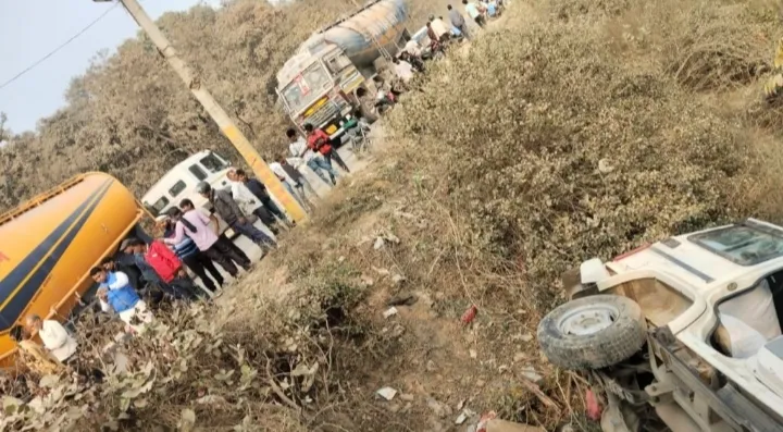 गणतंत्र दिवस पर शोक की लहर सीओ पिपरी की गाड़ी खाई में गिरी, महिला  की मौत, क्षेत्राधिकारी की हालत नाजुक