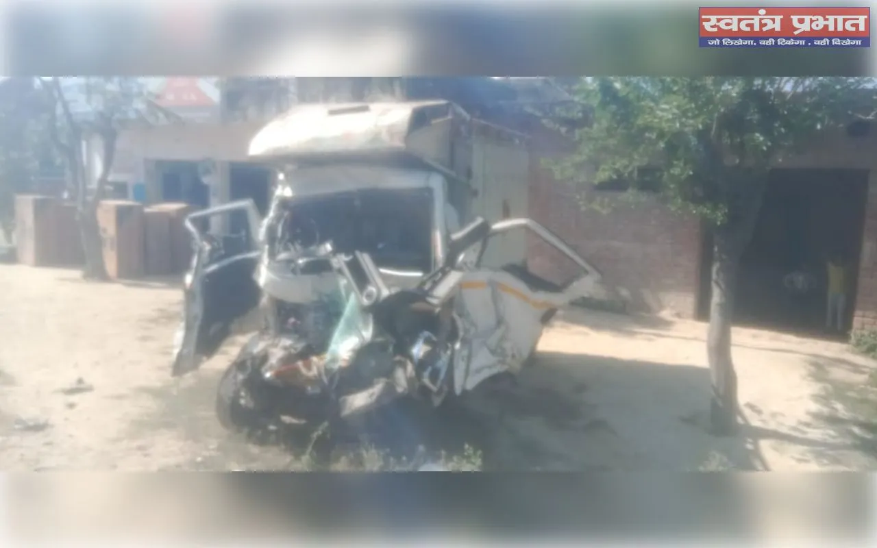 डंपर से भिड़ी पिकअप, चालक समेत चाचा-भतीजे की दर्दनाक मौत