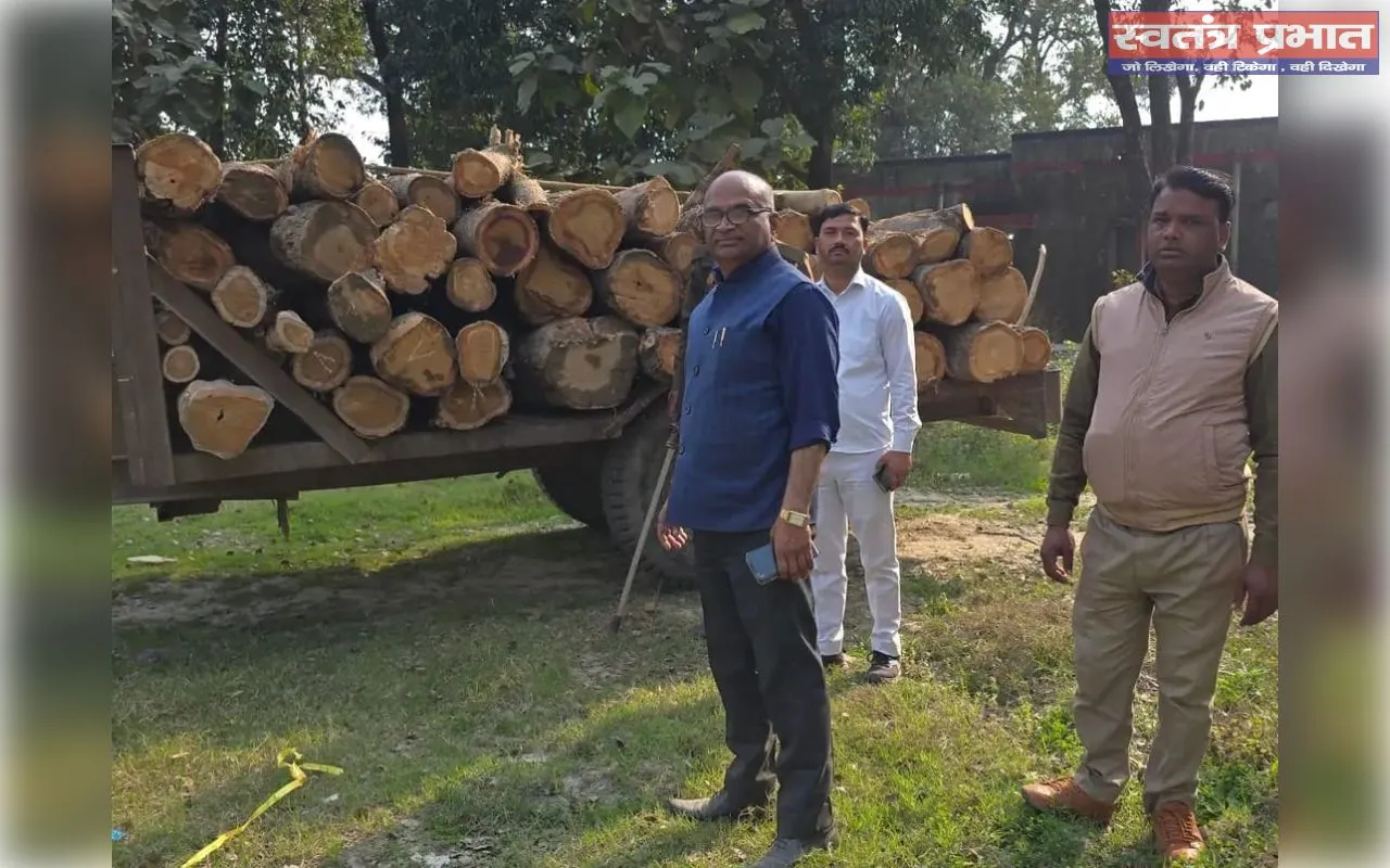बेस कीमती अवैध सागौन कटान पर कार्रवाई ट्रैक्टर-ट्रॉली सीज