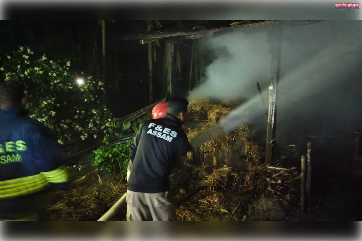 श्रीभूमि जिले के दुल्लभछड़ा में भीषण आग, मवेशियों को बचाने में सदानंद सिन्हा गंभीर रूप से झुलसे