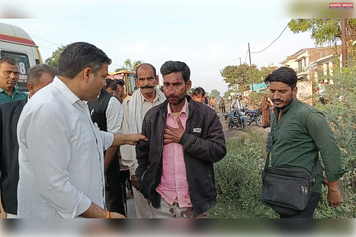 रोडवेज बस से टकराकर बाइक सवार युवक घायल