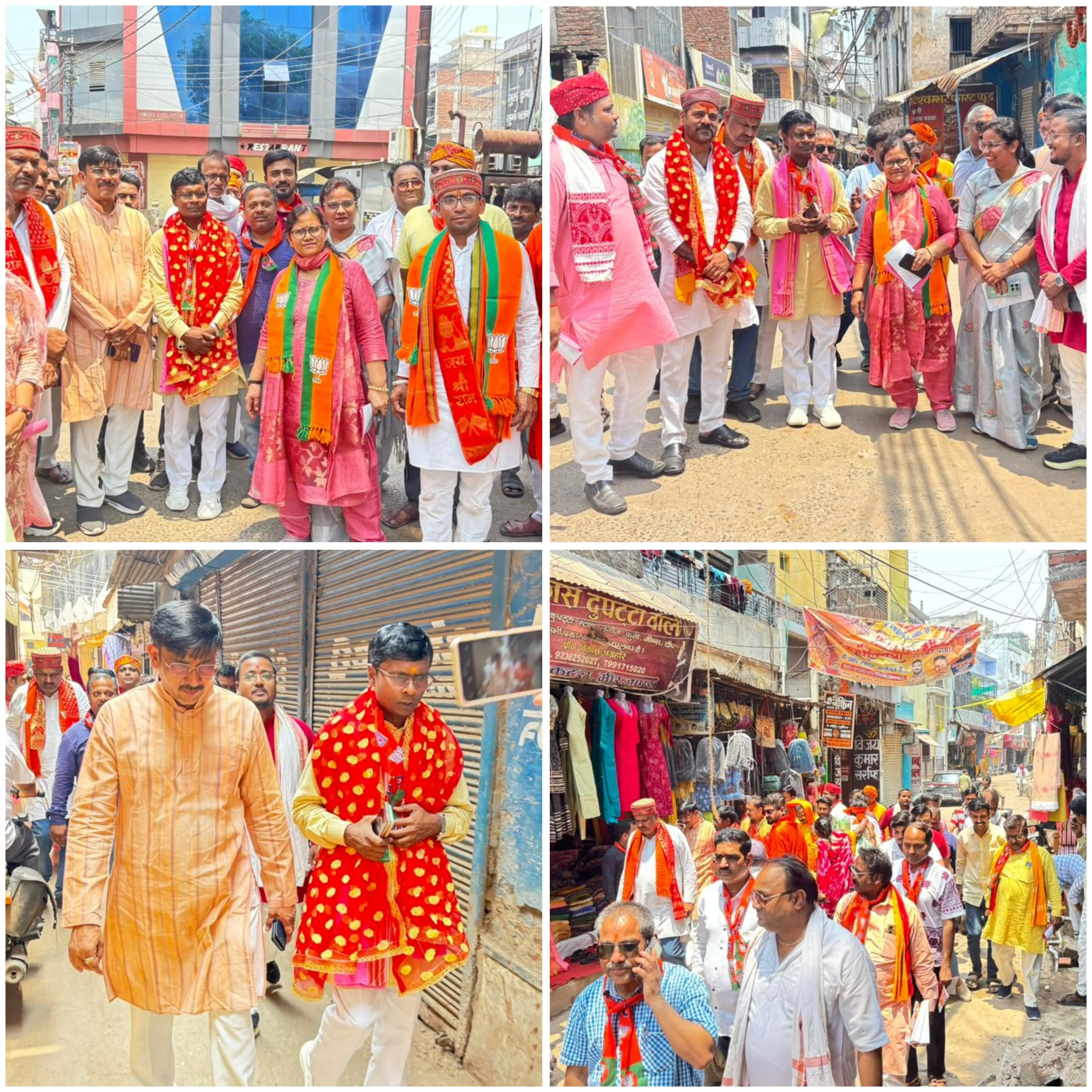 जनसंपर्क कर भाजपा प्रत्याशी के लिए कमल के फूल पर मतदान करने का स्थानीय लोगों से किया अपील