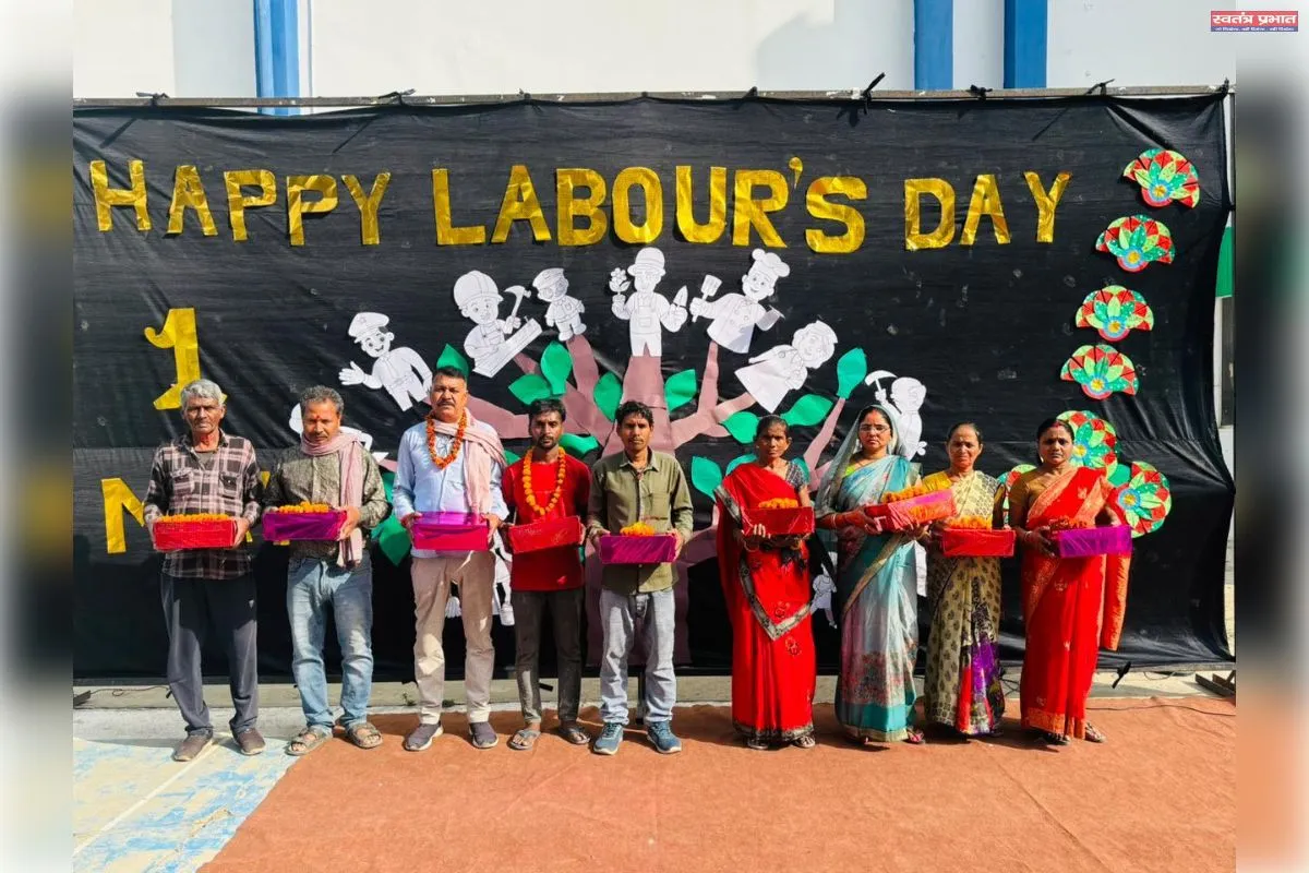 श्रमिक दिवस पर कर्मवीरों का सम्मान,मिलेनियम वर्ल्ड स्कूल  में भव्य आयोजन