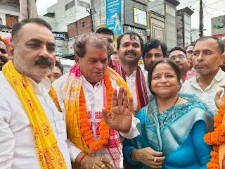 भाजपा क्षेत्रीय अध्यक्ष विनोद राय का बस्ती में प्रथम आगमन पर भव्य स्वागत