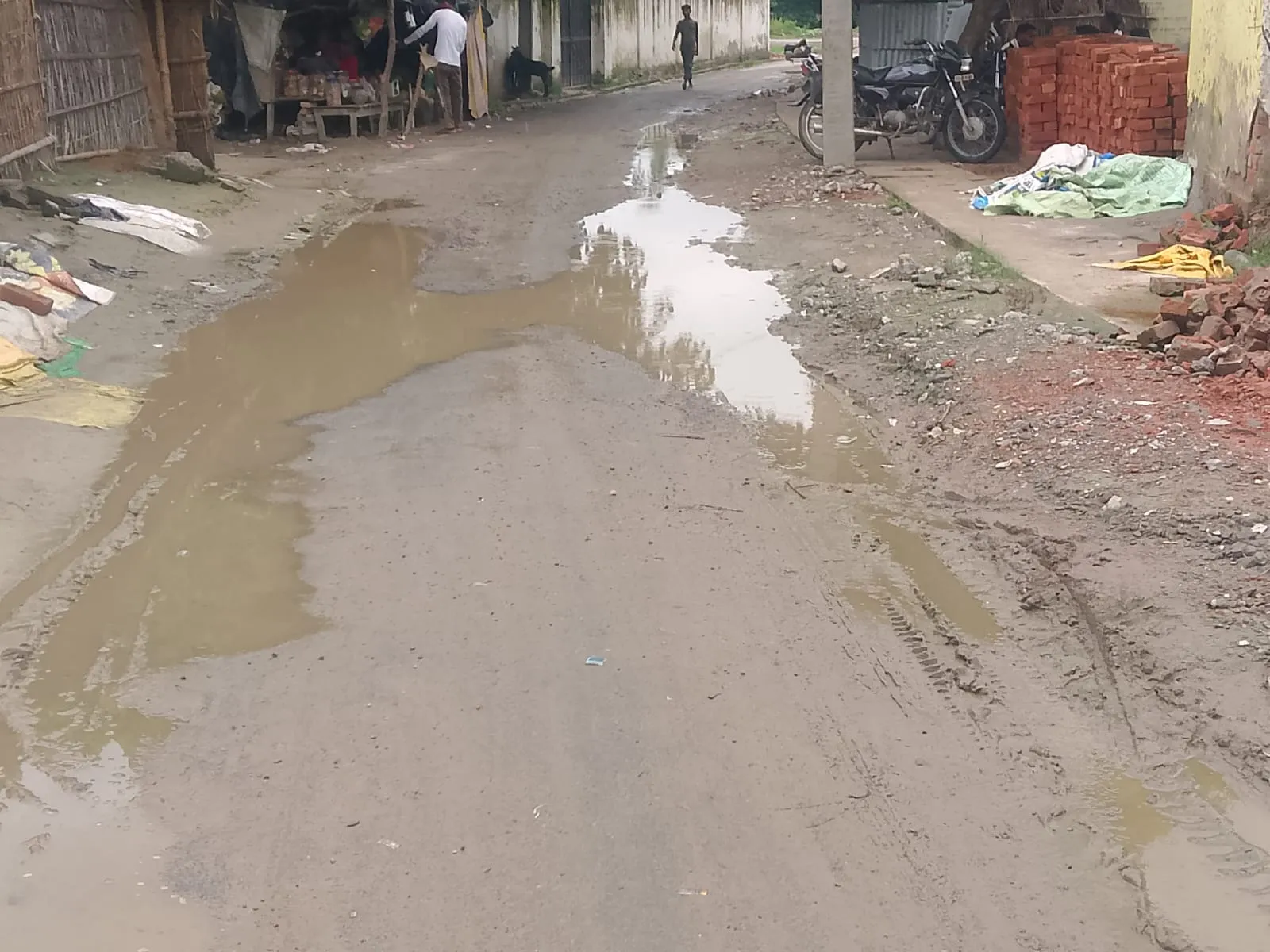 विकास के दावों की खुली पोल, रोड पर पानी और कीचड़ से लोग परेशान