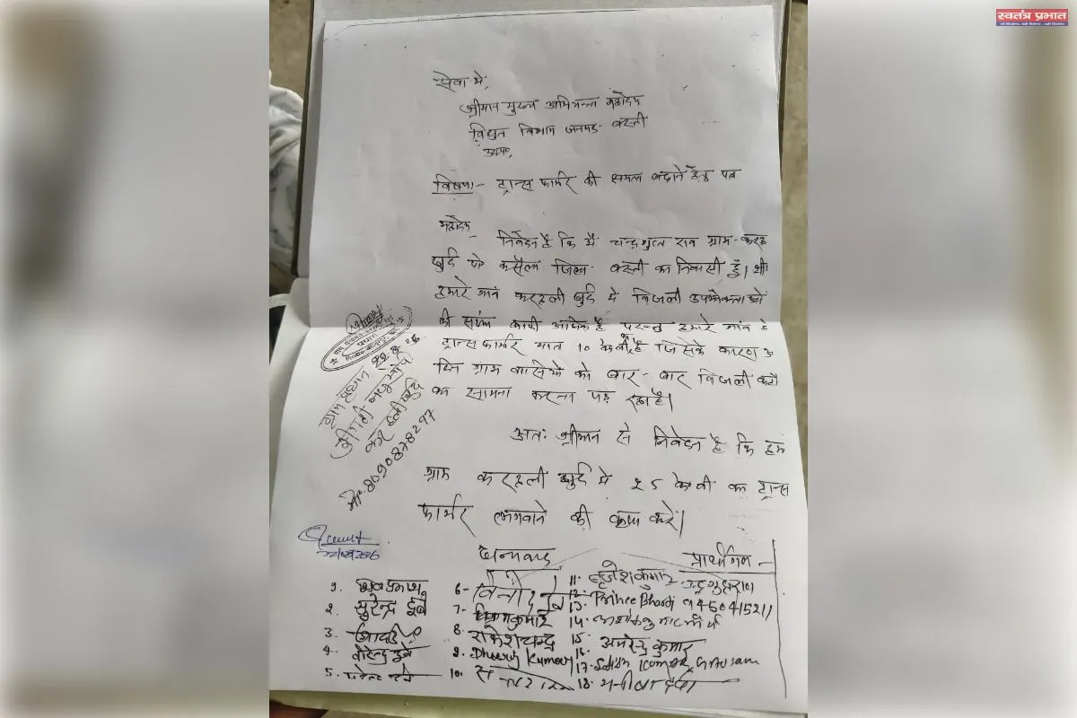 करहली खुर्द में जला ट्रांसफार्मर बना आफत, अंधेरे में डूबा गांव; किसानों की फसलें बर्बादी के कगार पर