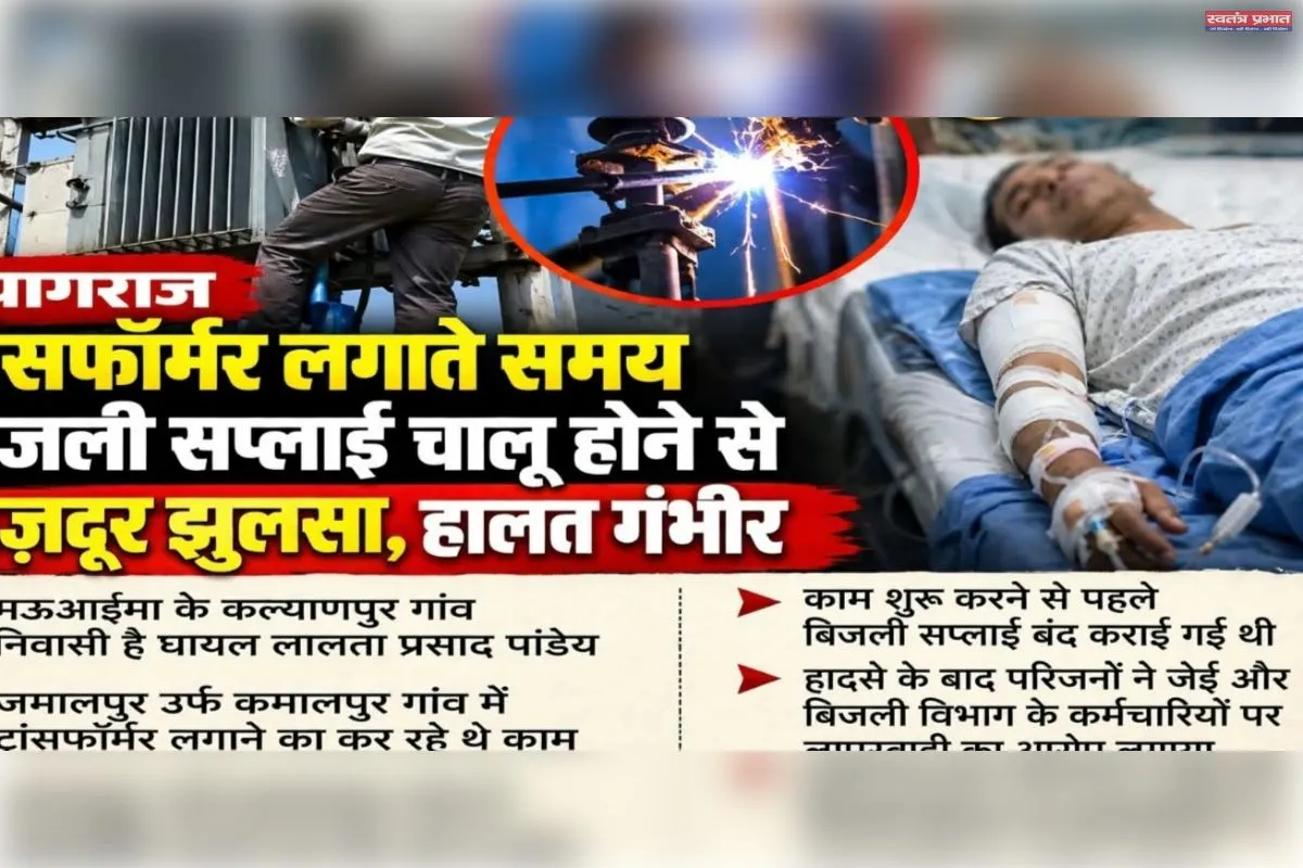 ट्रांसफार्मर लगाते समय बिजली सप्लाई चालू होने से मजदूर झुलसा