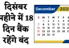 Bank Holidays: दिसंबर महीने में 18 दिन बैंक रहेंगे बंद, देखें छुट्टियों की पूरी लिस्ट 