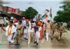 शहीद भगत सिंह, राजगुरु और सुखदेव, राष्ट्रपिता महात्मा गांधी की झांकी के साथ निकला तिरंगा यात्रा