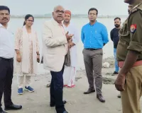 कार्तिक पूर्णिमा गंगा स्नान की तैयारियों को लेकर जिलाधिकारी ने सरसैयाघाट एवं बिठूर घाट का निरीक्षण किया