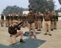 पुलिस लाइन ज्ञानपुर में रिक्रूट आरक्षियों के हथियार  प्रशिक्षण का निरीक्षण