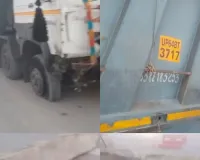 लापरवाही और कोहरे का कहर डाला ओवरब्रिज पर डिवाइडर से टकराया कोयला लदा हाईवा, टला बड़ा हादसा