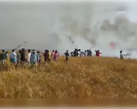 आग लगने से गेहूं की  30 बीघा फसल जलकर राख