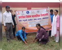 समेकित विद्यालय मेजा में हरितिमा वृक्षारोपण ।100 उपयोगी पौधों का रोपण।