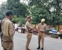 दुर्गा पूजा व दशहरा को लेकर नैनी पुलिस ने किया पैदल मार्च, संदिग्धों की चेकिंग