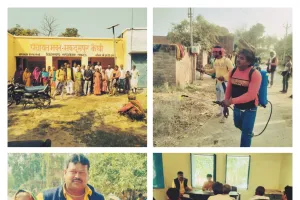 मखदुमपुर कैथी मनोज लोधी प्रधान ने कराया गांव में दवा का छिड़काव एव फागिग