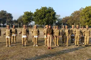 पुलिस लाइन महोबा में दंगा नियत्रंण का किया गया अभ्यास