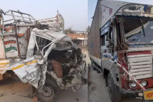 अयोध्या रायबरेली राष्ट्रीय राजमार्ग पर कंटेनर ट्रक व पिकअप की जोरदार टक्कर तीन लोग हालत गंभीर