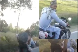 स्केटिंग रोलर पहनकर बाइक से कर रहा स्टंटबाजी वीडियो हुआ वायरल पुलिस जांच में जुटी