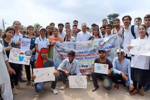 राष्ट्रीय सेवा योजना मारवाड़ी महाविद्यालय के स्वयंसेवको ने मधुकम बस्ती में निकाला नशा मुक्ति  रैली 