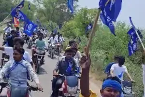 जयभीम शोभायात्रा में डीजे व  बाइक के साथ जयकारों से गूंज उठा पूरा छेत