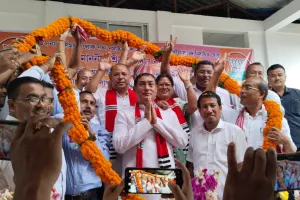 तीसरी बार सांसद के रूप में निर्वाचित प्रदान बरुवा को सिलापथार में जुरदार स्वागत । 