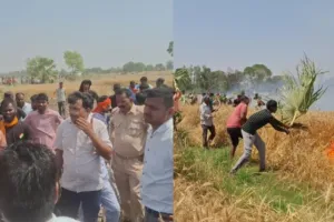 आग ने मचाई भीषण तबाही किसान हुए तबाह , 3 घंटे के बाद आग पर पाया गया काबू 
