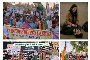 पहलगाम नरसंहार रेणुकूट में हिन्दू संगठनों का आक्रोश, पाकिस्तान के खिलाफ सड़कों पर उतरा जनसैलाब