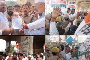 सोनभद्र :राहुल और सोनिया गांधी का पुतला फूंकने पर कांग्रेस कार्यकर्ताओं का प्रदर्शन, मुकदमा दर्ज करने की मांग