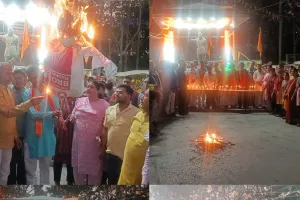 ओबरा में पहलगाम आतंकी हमले के खिलाफ भाजपा का आक्रोश, पाकिस्तान का पुतला फूंका