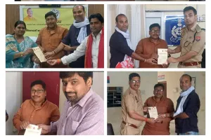 ओबरा शिव नगर कॉलोनी शिव मंदिर में शिवलिंग स्थापना हेतु नगर पंचायत अध्यक्ष व पुलिस अधिकारियों को आमंत्रण