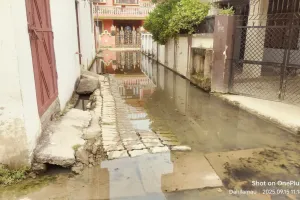 वार्ड वासियों को गन्दे जलजमाव से होकर गुजरने की है मजबूरी