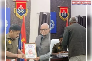 नवागत पुलिस अधीक्षक अमेठी सरवणन टी.को संस्था प्रबंधक समाजसेवी पी के तिवारी ने दी शुभकामनाएं