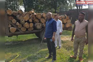 बेस कीमती अवैध सागौन कटान पर कार्रवाई ट्रैक्टर-ट्रॉली सीज