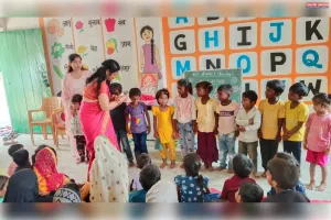 नवप्रवेशी बच्चों का विद्यालय में हुआ स्वागत
