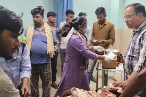 तेज रफ्तार बाइक अनियंत्रित होकर बिजली के खंभे से टकराई 