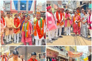जनसंपर्क कर भाजपा प्रत्याशी के लिए कमल के फूल पर मतदान करने का स्थानीय लोगों से किया अपील