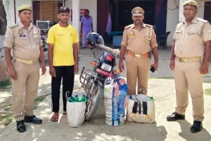नेपाल ले जाते कोल्डड्रिंक व मोटर साइकिल तथा अभियुक्त को पुलिस ने पकड़ा