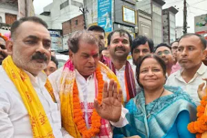 भाजपा क्षेत्रीय अध्यक्ष विनोद राय का बस्ती में प्रथम आगमन पर भव्य स्वागत