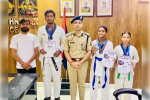 होनहार ताइक्वांडो खिलाड़ियों को पुलिस अधीक्षक ने किया सम्मानित