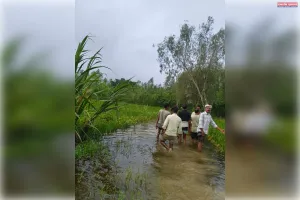 केवानी उफनाई, सैकड़ों बीघा फसल जलमग्न