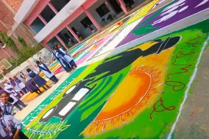 सेवा संकल्प अभियान के तहत जनपद स्तरीय रंगोली प्रतियोगिता का किया गया आयोजन